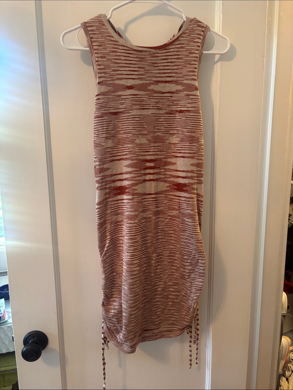 12th Tribe Rust and Cream Sleeveless Knit Bodycon Dress